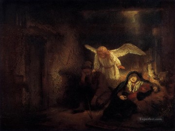 three women at the table by the lamp Painting - Joseph Dream in the Stable in Bethlehem Rembrandt